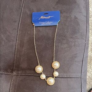 Monet Gold and Cream Pearl Necklace